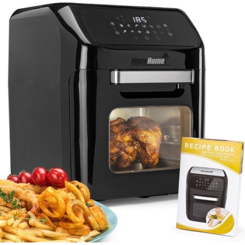 MaxxHome Airfryer - Hetelucht friteuse - XXL - Heteluchtfriteuse 12 Liter - 8 Programma's - 1600W - Extra tools en receptenboekje