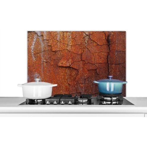 Spatscherm Keuken - Kookplaat Achterwand - Spatwand Fornuis - 80x55 cm - IJzer - Roest - Industrieel - Aluminium - Wanddecoratie - Muurbeschermer - Hittebestendig