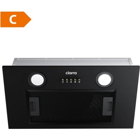 CIARRA CBCB5913A - Inbouw Afzuigkap - 52cm Zwart – Inclusief koolstoffilter - 300m3 – Energieklasse C