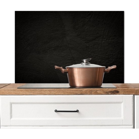 Spatscherm Keuken - Kookplaat Achterwand - Spatwand Fornuis - 80x55 cm - Beton print - Industrieel - Zwart - Aluminium - Wanddecoratie - Muurbeschermer - Hittebestendig - Keuken decoratie aanrecht