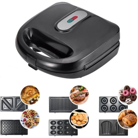 Wafelijzer Met Verwisselbare Platen - Wafelijzer 6 in 1 - Uitneembare platen - Elektrisch - Tosti-ijzer - Grill apparaat - 220V