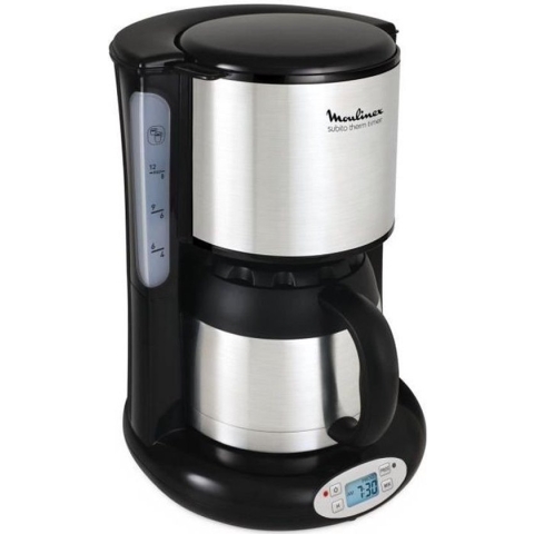 Moulinex ft362811 cafetiere filter met subito isotherme asser - programmeerbaar - 8 a 12 kopjes - zwart en roestvrij staal