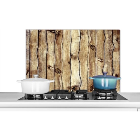 Spatscherm Keuken - Kookplaat Achterwand - Spatwand Fornuis - 90x60 cm - Landelijk - Abstract - Plank - Aluminium - Wanddecoratie - Muurbeschermer - Hittebestendig