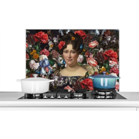 Spatscherm Keuken - Kookplaat Achterwand - Spatwand Fornuis - 90x60 cm - Johanna Henriette Engelen - Dubois Drahonet - Bloemen - Aluminium - Wanddecoratie - Muurbeschermer - Hittebestendig