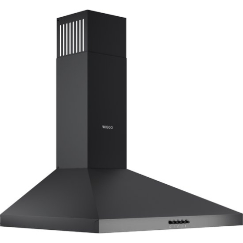 Wiggo WE-A630P(B) - Wandschouw Afzuigkap - 60 cm - 680m³/h - 3 standen - Energieklasse A - Zwart- Koolstoffilters meegeleverd