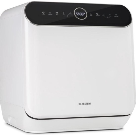 Klarstein Oceana Mini Tafelmodel Vaatwasser - 125 Kwh/Jaar - 2 Couverts - Vrijstaand - Installatievrij - 360° Wassen - 6 Programma'S - Touch Control - Waterverbruik: 6 Liter - 58 Db - Wit