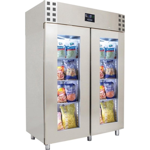 Professionele Vrieskast | 2 glasdeuren | RVS | 1400 liter | Monoblock | Combisteel | 7489.5035 | Horeca