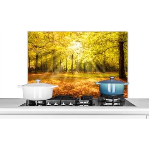 KitchenYeah - Spatscherm - Keuken spatwand - Bossen - Landschap - Natuur - Keuken - 90x60 cm - Spatwand - Spatscherm gasfornuis - Achterwand keuken - Muurbeschermer