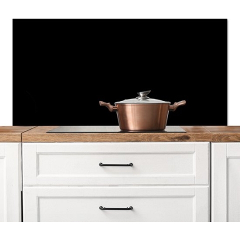 Spatscherm - Zwart - Effen kleur - Interieur - Achterwand - Aluminium - Spatwand - Muurbeschermer - Achterwand keuken - 120x60 cm - Wand beschermer - Keukenaccessoires - Spatscherm keuken