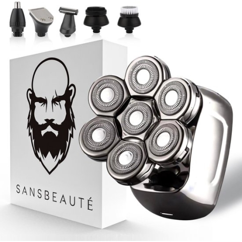 6-in-1 Scheerapparaat Mannen – Trimmer - Tondeuse - Sansbeauté® SkullSharp PRO - Skull Shaver - Electric Face & Head Shaver - Shave - Hoofd Kaal Scheren – Nat & Droog - USB Laden - Elektrisch