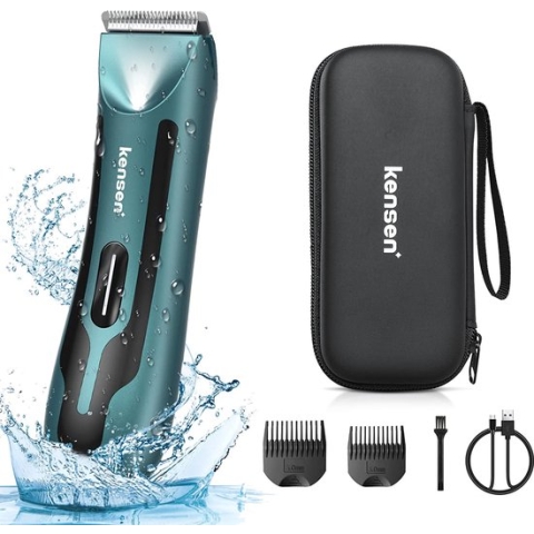 Body Hair Trimmer Heren, KENSEN Manscape Elektrisch Scheermes Oplaadbare Body Groomer voor privéonderdelen en schaamhaar, waterdichte natte en droge Electirc lieshaartrimmer met LED-ballen Trimmer Mannen