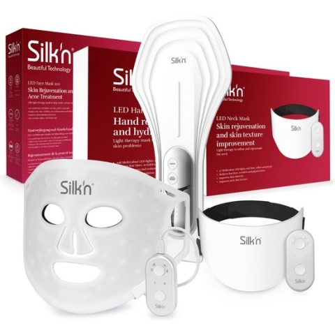 Silk’n LED Face mask bundle - Gezichtsmasker - met LED-technologie - Geschenkset 3 stuks: nek, handen en gezicht maskers