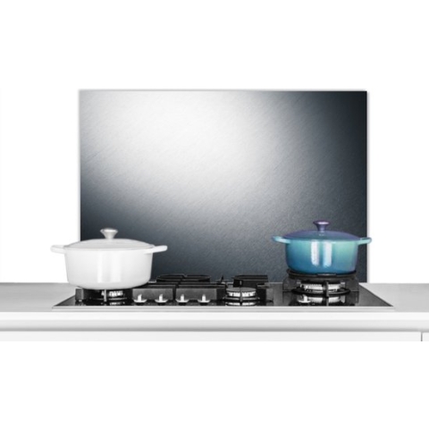 Spatscherm Keuken - Kookplaat Achterwand - Spatwand Fornuis - 90x60 cm - Metaal print - Grijs - Zwart - Wit - Aluminium - Wanddecoratie - Muurbeschermer - Hittebestendig