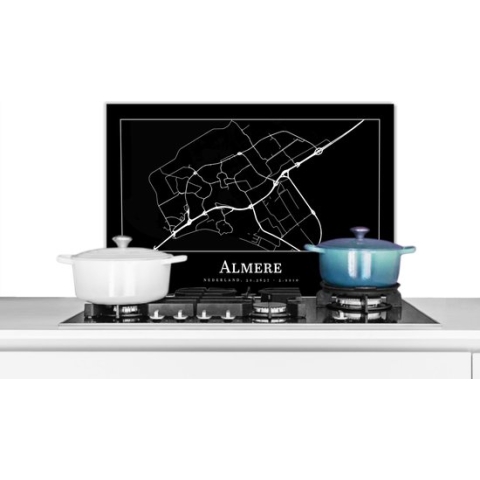 Spatscherm Keuken - Kookplaat Achterwand - Spatwand Fornuis - 60x40 cm - Stadskaart - Almere - Kaart - Plattegrond - Aluminium - Wanddecoratie - Muurbeschermer - Hittebestendig