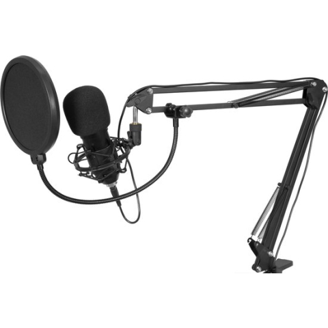 USB Microfoon voor PC met Arm - OMNITRONIC BMS-1C - microfoons usb met pop filter - statief met boom (microfoonstandaard) - mic met houder microfoonstatief computer en laptop