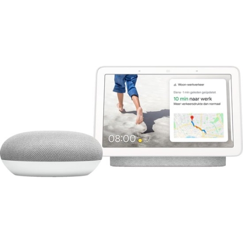 Google Nest Hub + Google Nest Mini / Nederlandstalig - Grijs