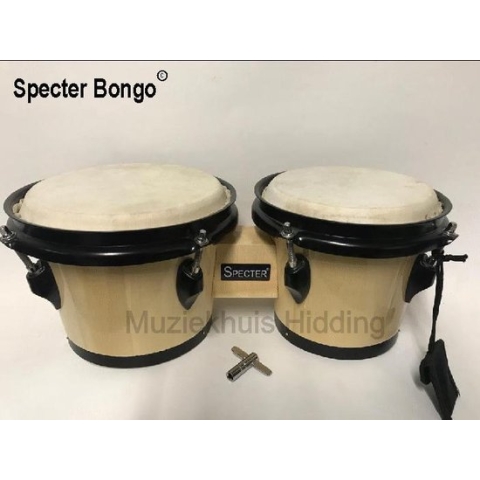 Specter Bongo, hardhout, 6,5"+7,5", natural licht | wereldmuziek percussie . & donker, natuurvel, chrome hardware | tommel
