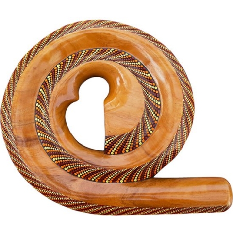 LIDAH® Didgeridoo Instrument - Spiral Travel Digeridoo - 36 cm - Compacte Australian Muziekinstrumenten - Handgeschilderd Mahonie