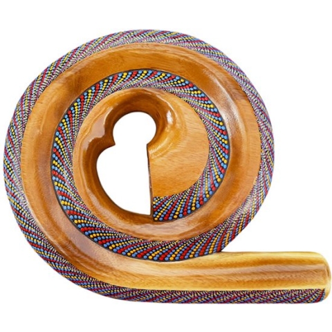 LIDAH® Didgeridoo Instrument - Spiral Travel Digeridoo - 36 cm - Compacte Australian Muziekinstrumenten - Handgeschilderd Mahonie