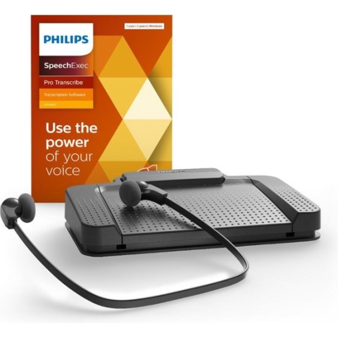 Philips LFH7277/08 Professionele Transcriptieset -  USB voetschakelaar, Stereo headset, SpeechExec Pro Transcribe 2-year license - Windows