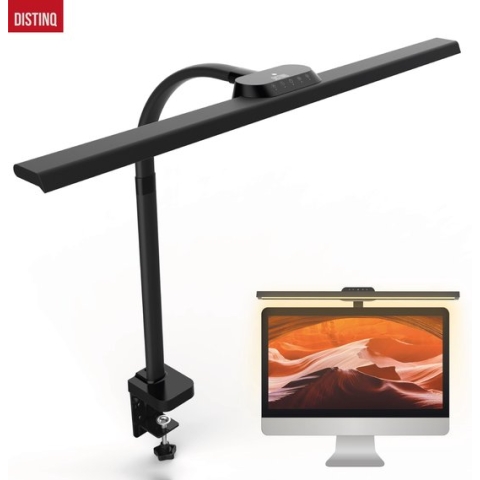 DistinQ Bureaulamp met Klem - Monitor lamp Dimbaar LED – Klemlamp – Lamp - Thuiswerken – Zwart - Handwerklamp - Borduurlamp - Hobbylamp