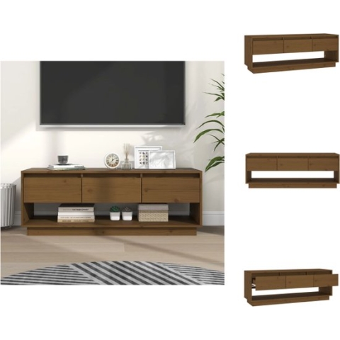 vidaXL Houten Tv-meubel - Zwevend - Honingbruin - 110.5 x 34 x 40 cm - Massief grenenhout