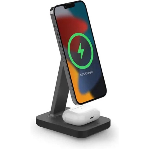 mophie Snap+ Stand en pad draadloze oplader - 15W - Compatible met Magsafe - Zwart