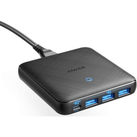 PowerPort Atom III Slim 45W USB C x1. 20W 3 x USB A EU Black Fabric