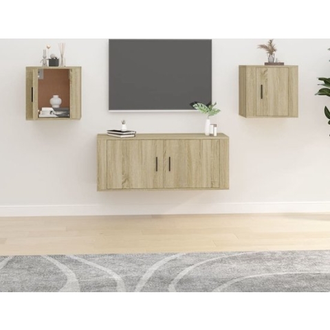 The Living Store TV-wandmeubel - Sonoma eiken - 40 x 34.5 x 40 cm - 2 stuks