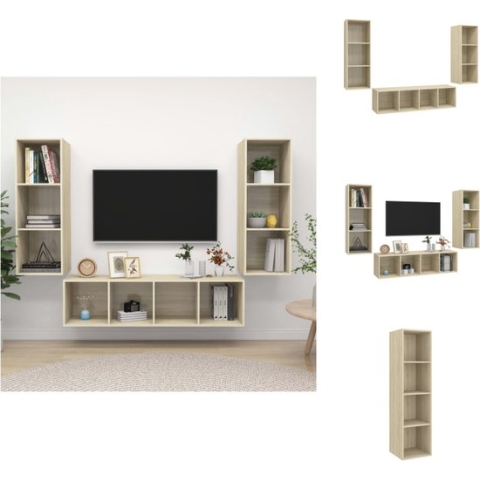vidaXL TV-meubelset - eiken - 37 x 37 x 107 cm + 37 x 37 x 142.5 cm - montage vereist