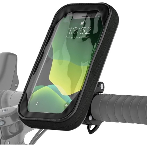 Fiets mobiele telefoon houder met innovatieve Beugel, 360 Graden Draaibaar, stuur Mobiele Telefoon Houder met ophanglus, fiets mobiele telefoon houder waterafstotend