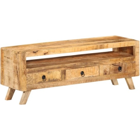 vidaXL Televisiemeubel Mango Hout - 110x30x40cm - Gepolijst en Geverfd