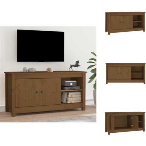 vidaXL Tv-meubel - Grenenhout - 103 x 36.5 x 52 cm - Honingbruin