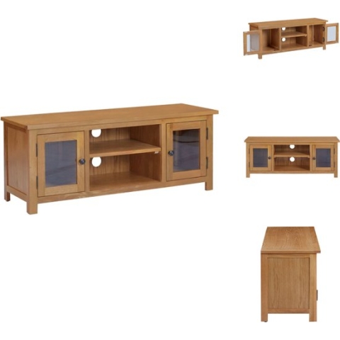 vidaXL Rustiek Eikenhouten TV-meubel - 110 x 35 x 44 cm - 2 deuren - 2 schappen