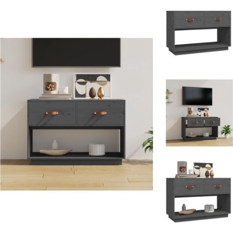 vidaXL TV-meubel - Massief grenenhout - 90 x 40 x 60 cm - Grijs