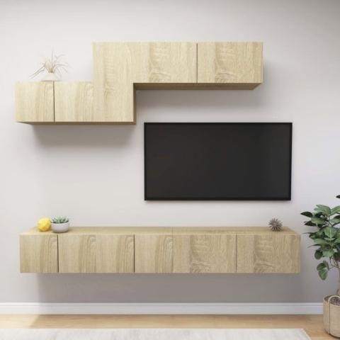 vidaXL TV-meubelset - sonoma eiken - 3x 60x30x30cm + 1x 30.5x30x60cm + 2x 100x30x30cm