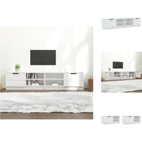 vidaXL TV-meubel - Praktisch bewerkt hout - Hoogglans wit - 80x35x36.5 cm