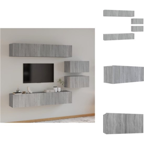 vidaXL Televisiemeubelset - grijs sonoma eiken - 6 stuks