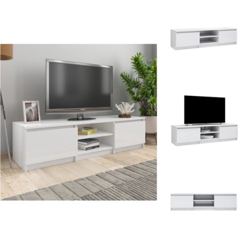 vidaXL TV-meubel - Klassiek - TV-standaard - Afmetingen- 140x40x35.5 cm - Kleur- Hoogglans wit - Materiaal- Bewerkt hout