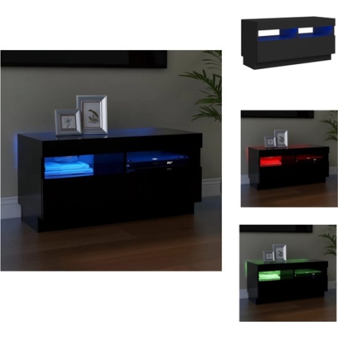 vidaXL TV-meubel TVM001 - 80 x 35 x 40 cm - LED-verlichting - Zwart - Bewerkt hout