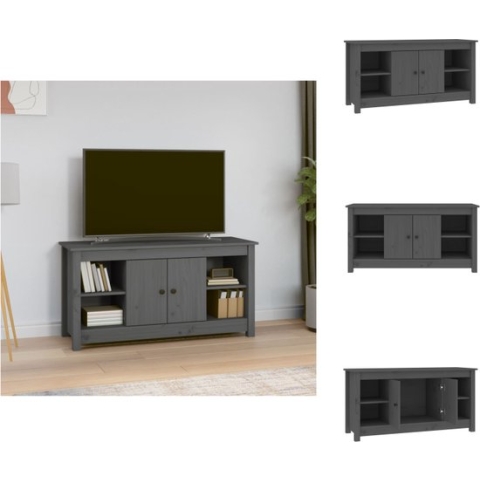 vidaXL TV-kast Grenenhout Grijs 103x36.5x52cm - Trendy design