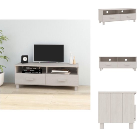 vidaXL HAMAR TV-meubel - 106 x 40 x 40 cm - wit - massief grenenhout en MDF