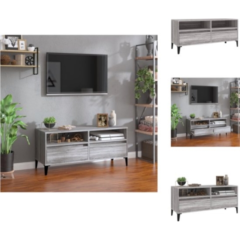 vidaXL Klassieke Tv-Kast - Grijs Sonoma Eiken - 100 x 34.5 x 44.5 cm - Dvd-speler - G