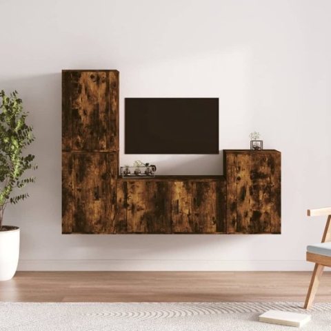 vidaXL TV-meubelset - Gerookt eiken - 80 x 34.5 x 40 cm - wandgemonteerd