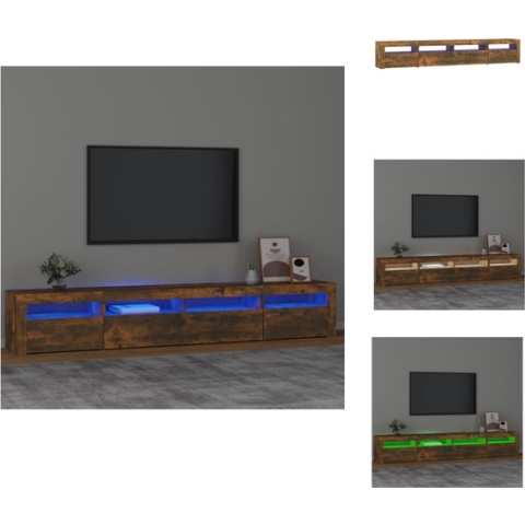 vidaXL TV-meubel Gerookt Eiken - 240x35x40 cm - LED-verlichting - Montagehandleiding inbegrepen