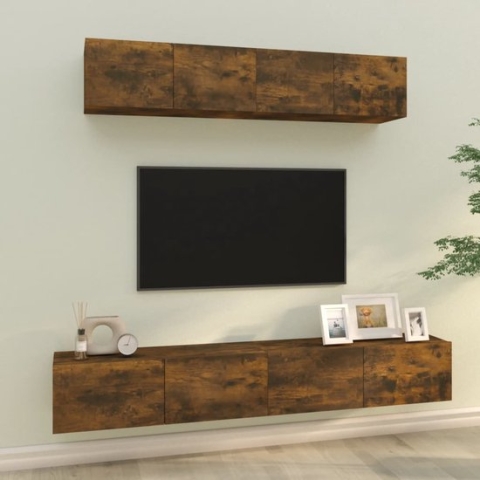 vidaXL TV-meubelset - Gerookt Eiken - 80 x 30 x 30 cm - 100 x 30 x 30 cm