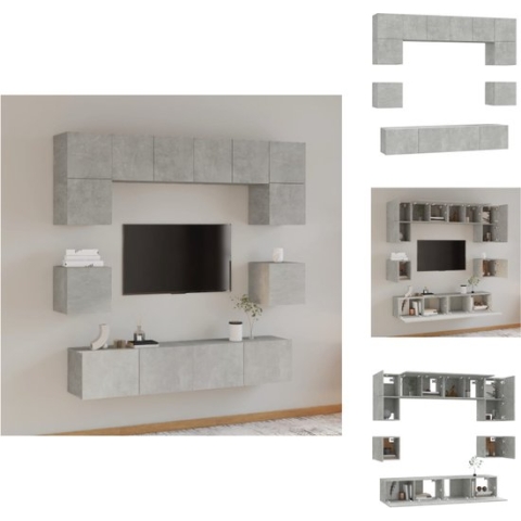 vidaXL tv-kastenset - betongrijs - 4x60x30x30cm - 2x80x30x30cm - 2x30.5x30x30cm