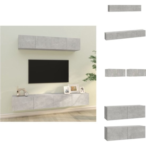 vidaXL TV-meubelset - betongrijs - 80x30x30 cm - 100x30x30 cm