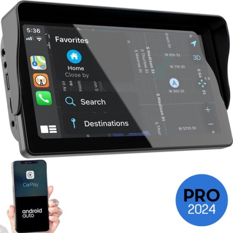 Navigatiesysteem 7 inch - Apple Carplay (draadloos) - Android Auto - 2023 PRO Model - Universeel - Bluetooth - Gratis Anti-Condens doek
