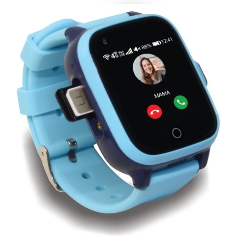 KUUS. W2 - Smartwatch voor kinderen, GPS horloge kind, kinder GPS tracker - Videobellen functie - 4G netwerk - Blauw - Nu tijdelijk met €15 gratis beltegoed!